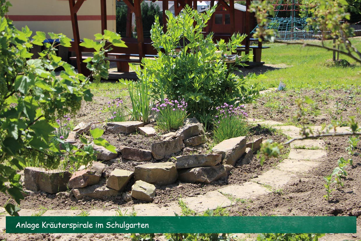 Anlage Kräuterspirale im Schulgarten